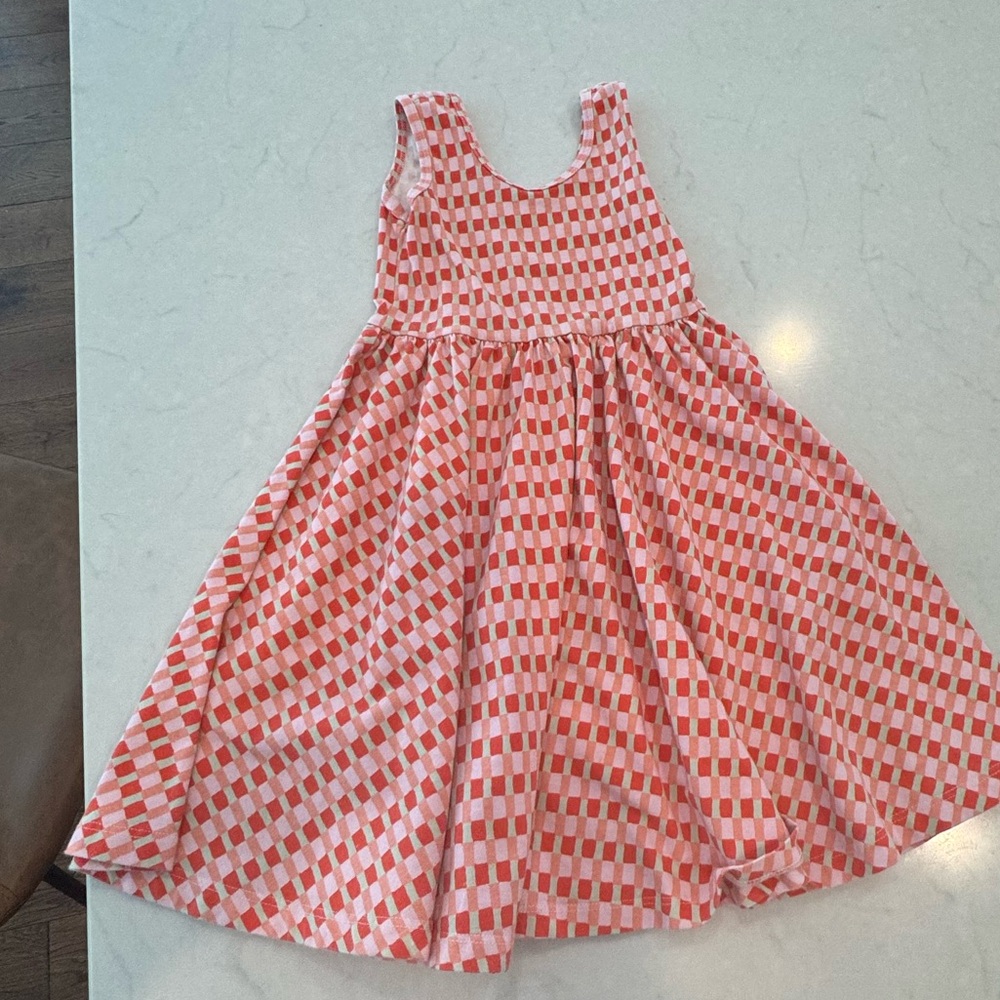 Charming Orange and White Checkered Kids Dress